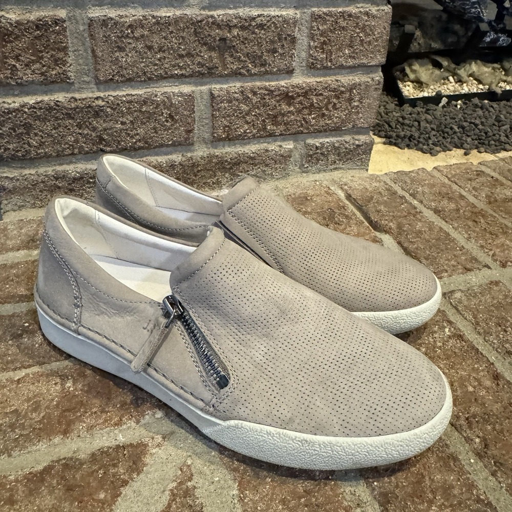 Josef Seibel Caren 22 Leather Perforated Sz 38 Sneakers Slip On Side Zipper #261